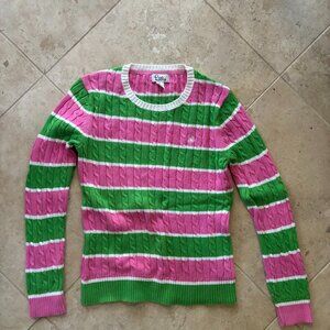 Classic Lilly Pulitzer Pink & Green Striped Sweater